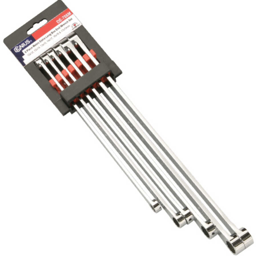 6 Pc Extra Long Metric Box End Wrench Set | Genius Tools | DE-706M