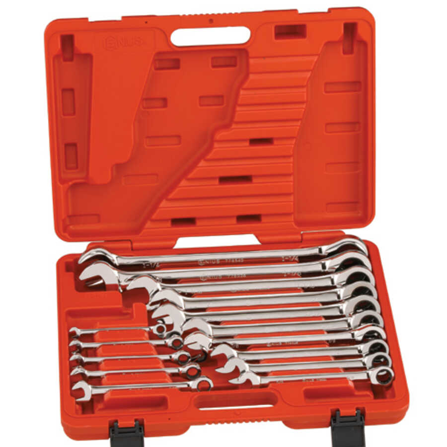 15 Pc SAE Ratcheting Wrench Set - Chrome Vanadium Steel