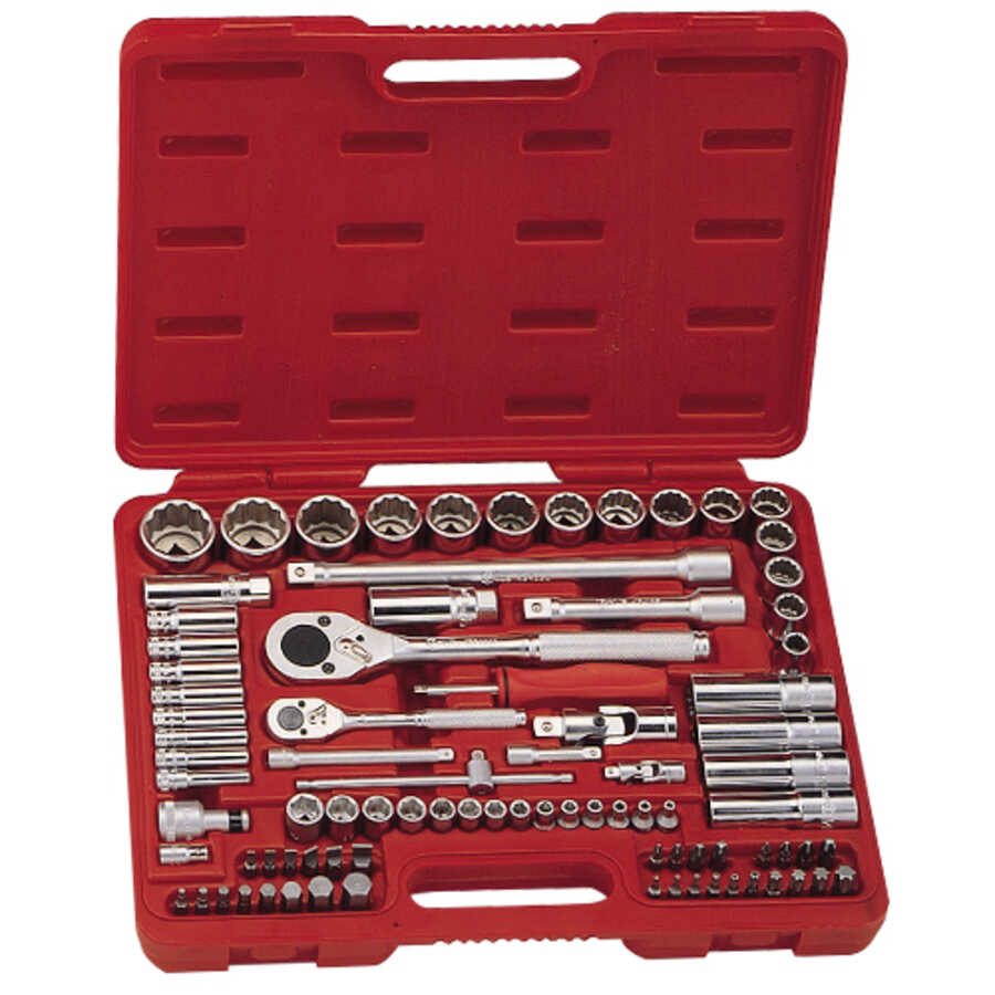 87PC 1/4 & 1/2" Dr. Metric Hand Socket (12Pt.)& Bit Set