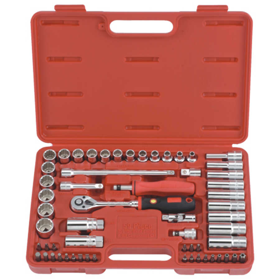 59PC 3/8" Dr. Metric Hand Socket(12Pt.) & Bit Set