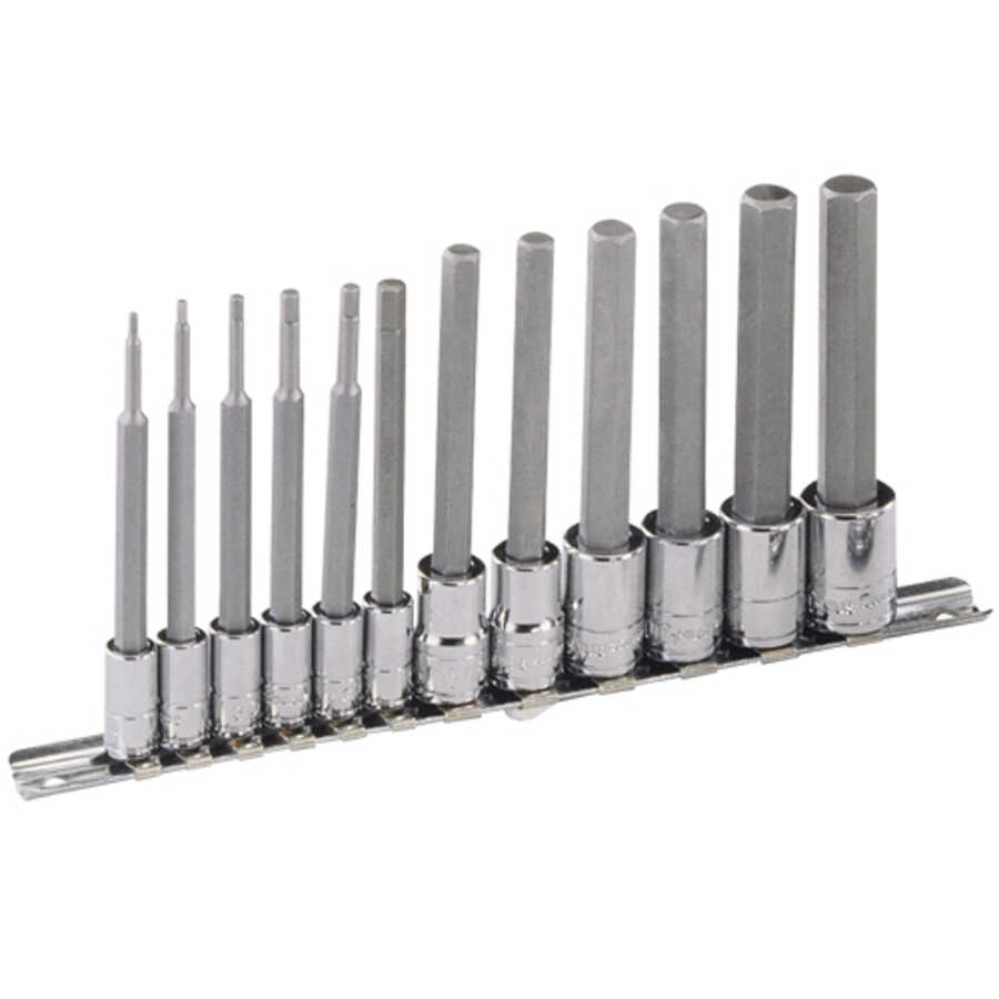 12PC 1/4 & 3/8" Dr. Metric Long Hex Bit Socket Set