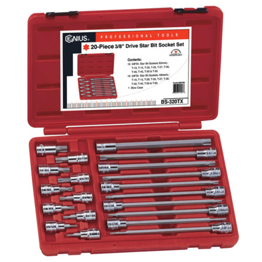 20PC 3/8" Dr. Long Star Bit Socket Set