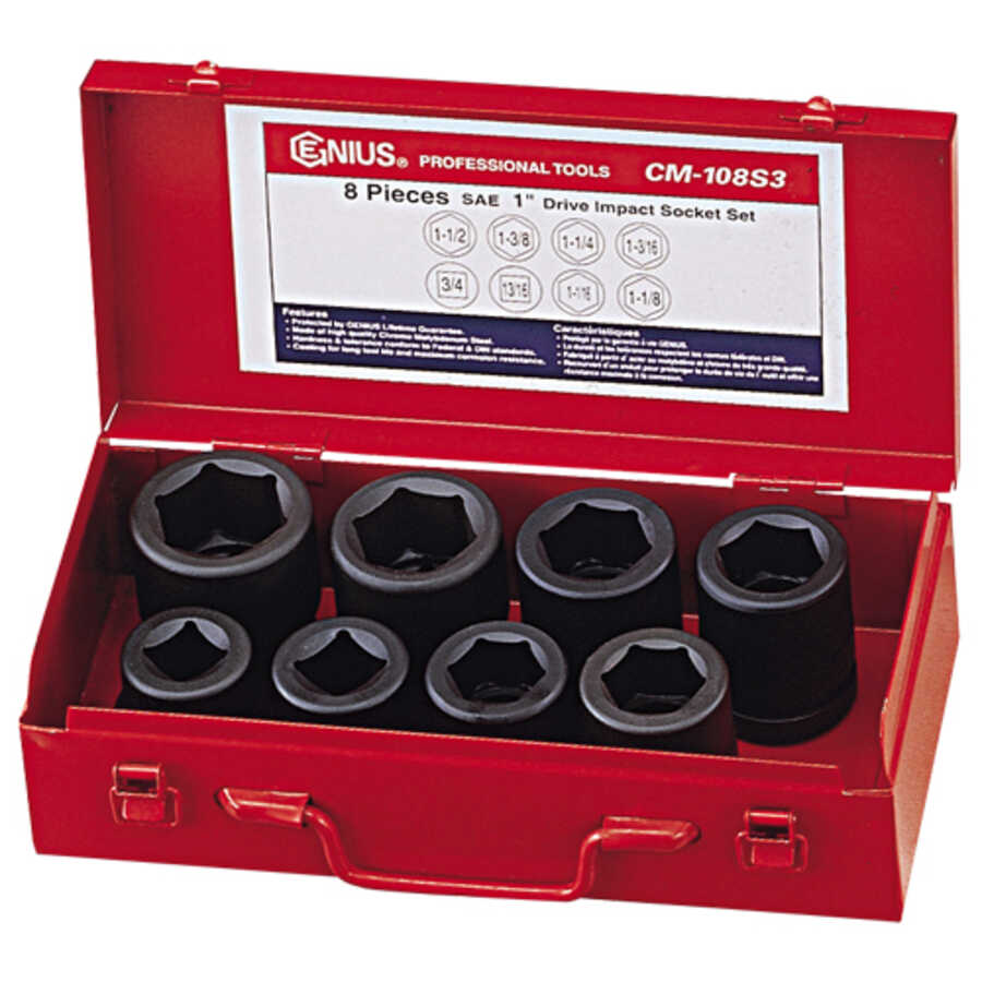 8PC 1" Dr. Metric Impact Socket Set