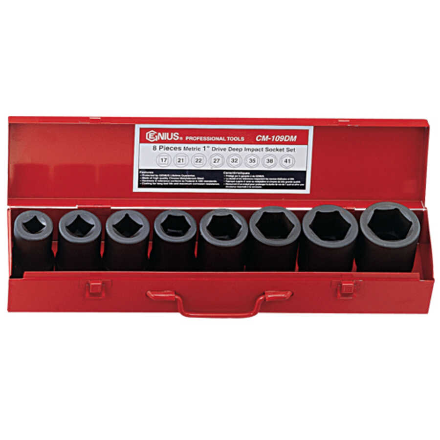 9PC 1" Dr. Metric Deep Impact Socket Set