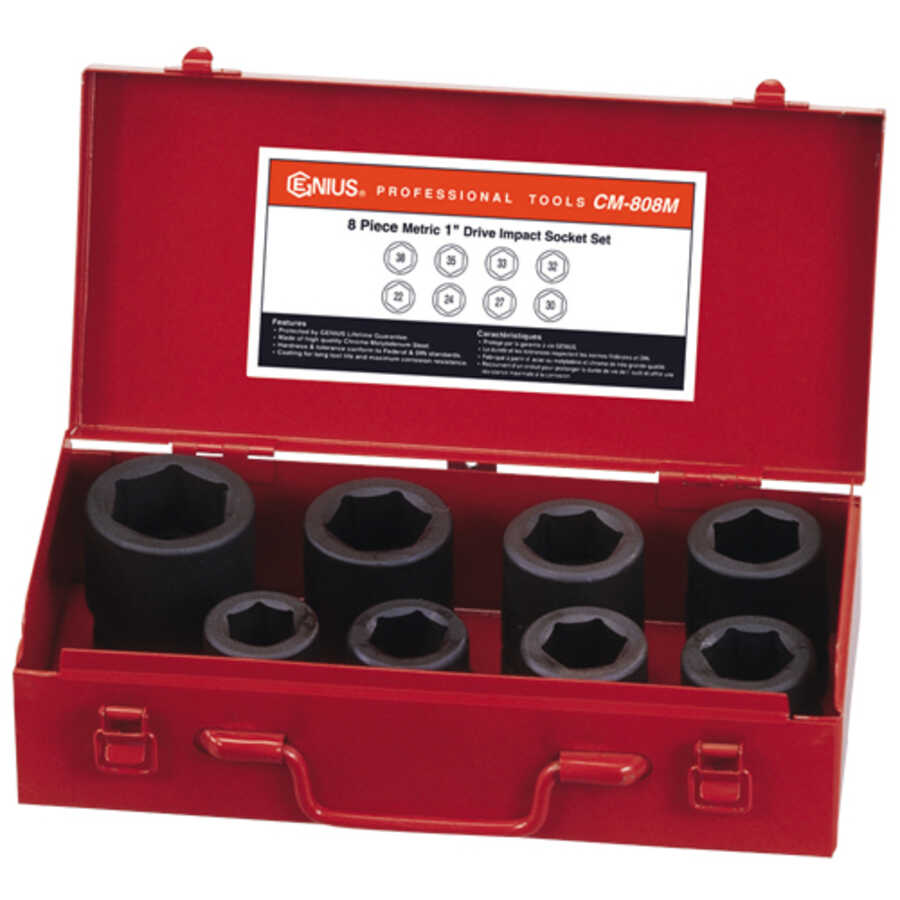 8PC 1" Dr. Metric Impact Socket Set