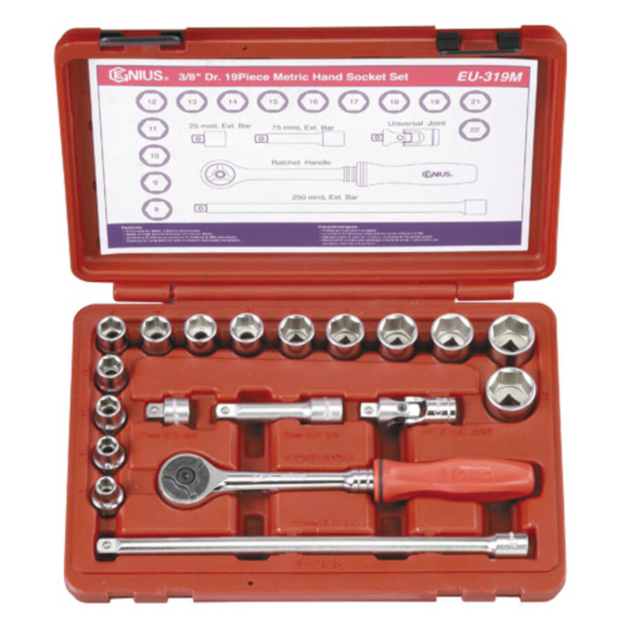 19PC 3/8" Dr. Metric Hand Socket Set