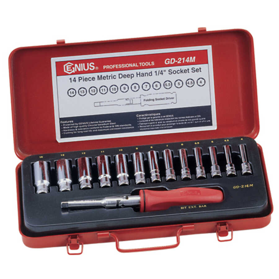 14PC 1/4" Dr. Deep Hand Socket Set