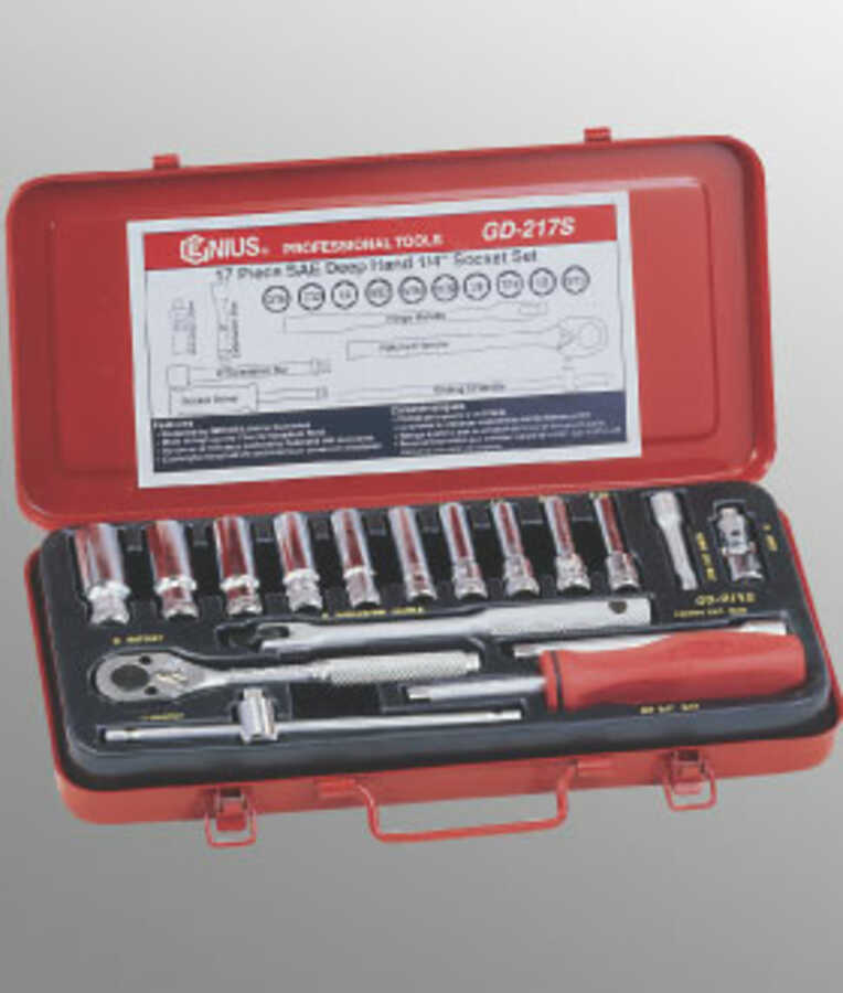 17PC 1/4" Dr. Deep Hand Socket Set