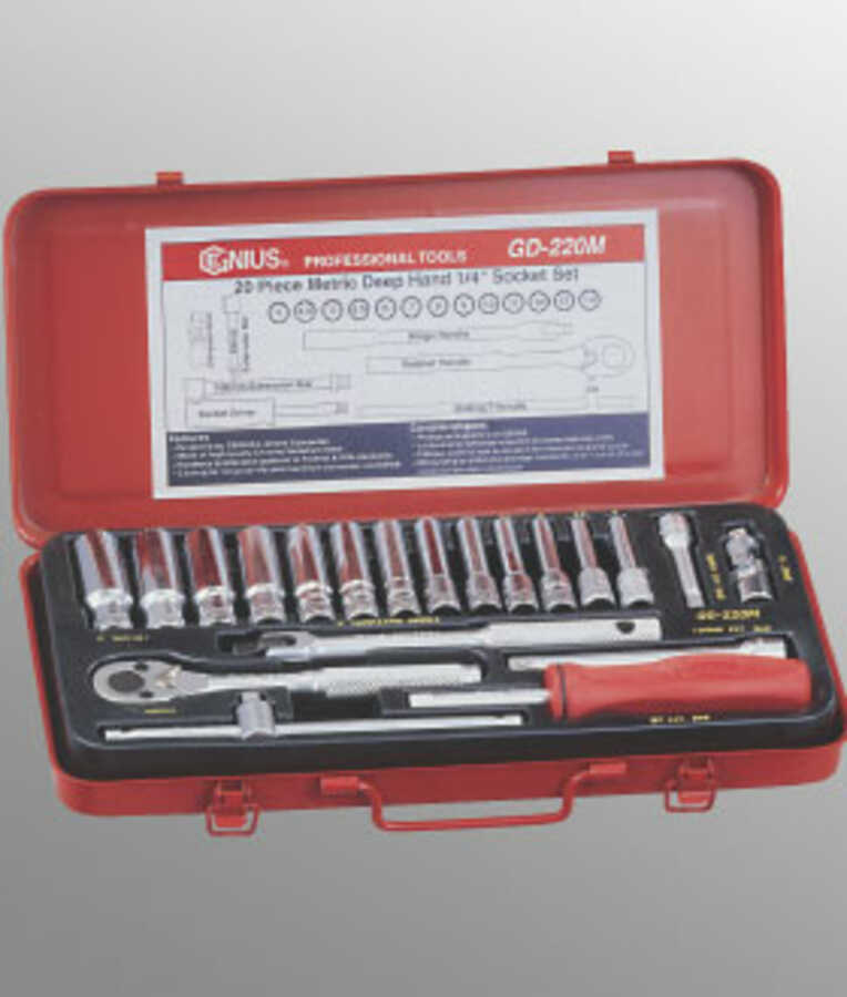 20PC 1/4" Dr. Deep Hand Socket Set