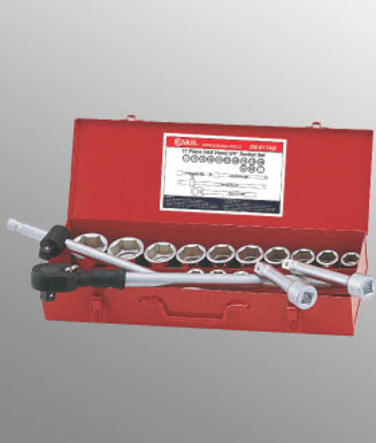 17PC 3/4" Dr. SAE Hand Socket Set