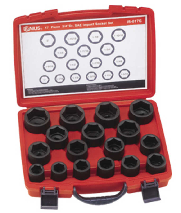 17PC 3/4" Dr. SAE Impact Socket Set