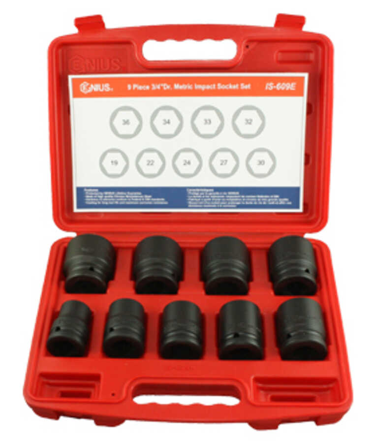 9 Pc. 3/4"Dr. Metric Impact Socket Set