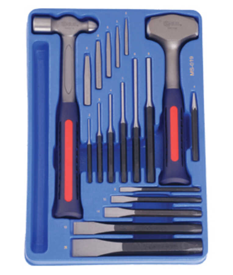 19PC Punch, Chisel and Hammer Set