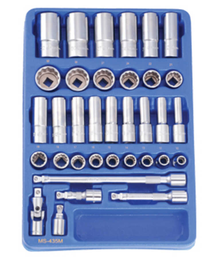 35PC 1/2" Dr. Metric Deep Hand Socket Set