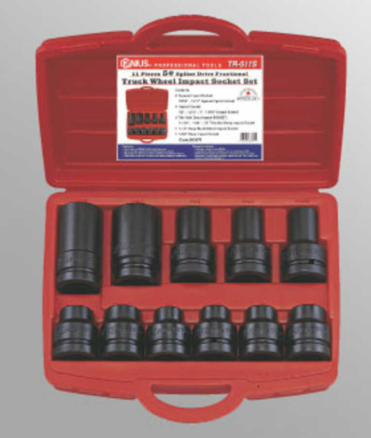 11PC #5 Spline Dr. SAE Truck Wheel Impact Socket Set