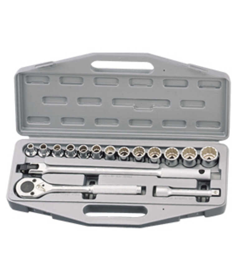 16PC 1/2" Dr. 12-pt. Metric Hand Socket Set
