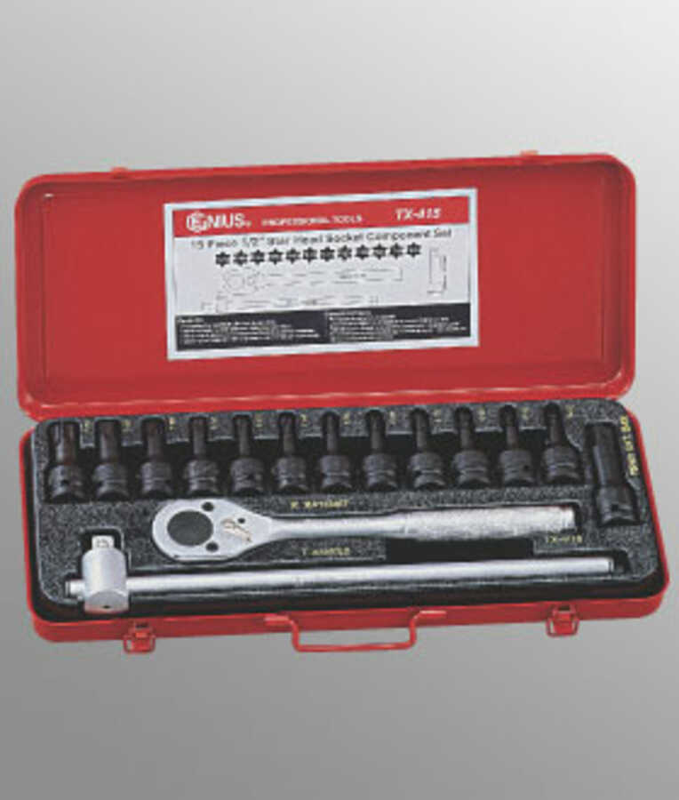 15PC 1/2" Dr. Star Head Socket Set