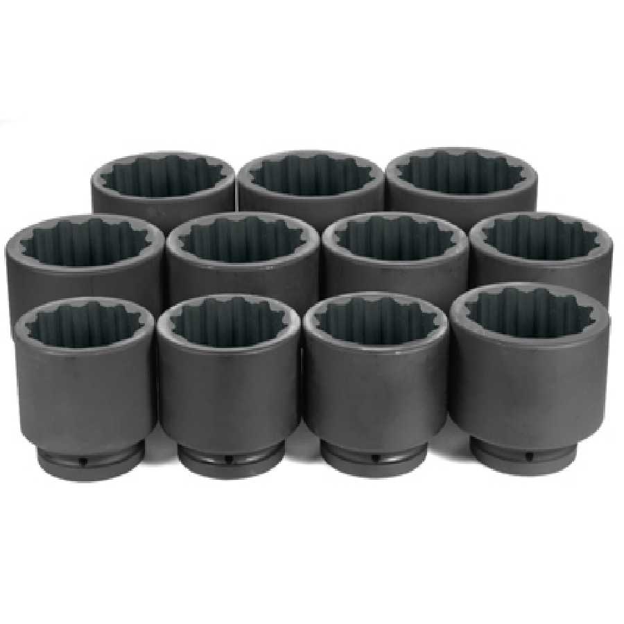 1 Inch Drive Standard Length Metric 12 Pt Impact Socket Set 11 P