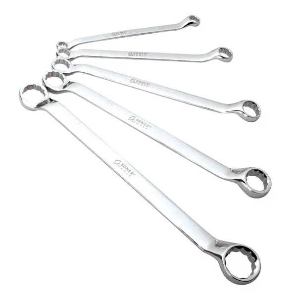 Fractional SAE 10 Degree Offset Box Wrench Set 5 Piece