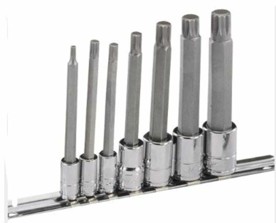 7 Piece 1/4 & 3/8" Drive Long Triple Square Bit Socket Set