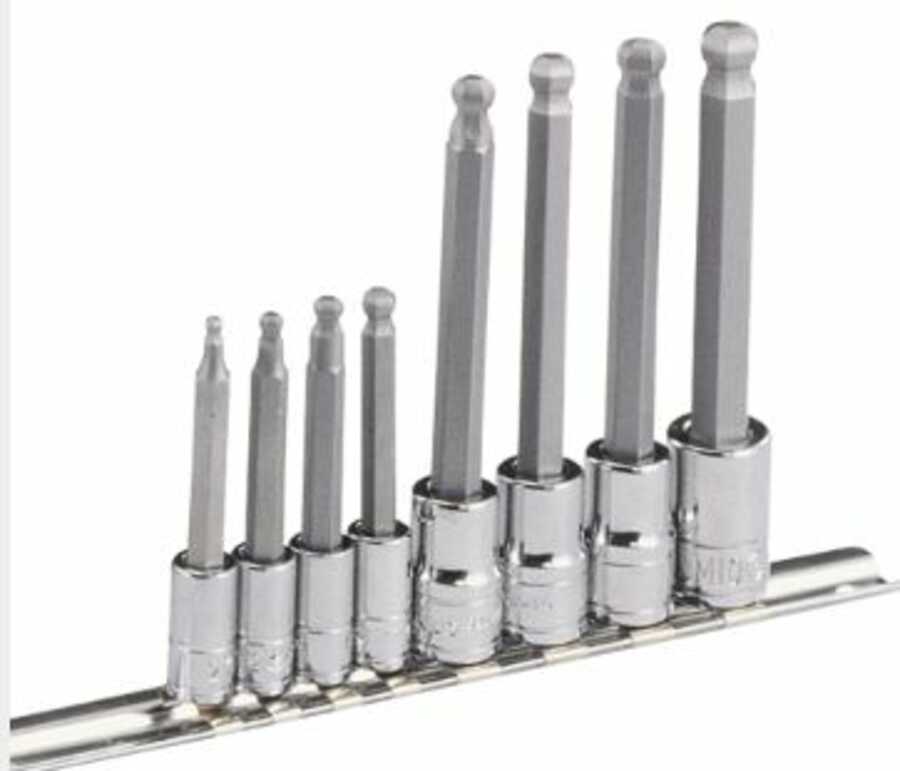 8 Piece 1/4 & 3/8" Drive Metric Long Wobble Hex Bit Sockets