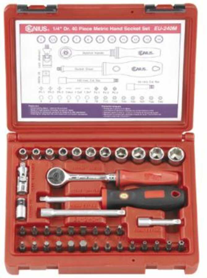 40 Piece 1/4" Drive Metric Hand Socket Set