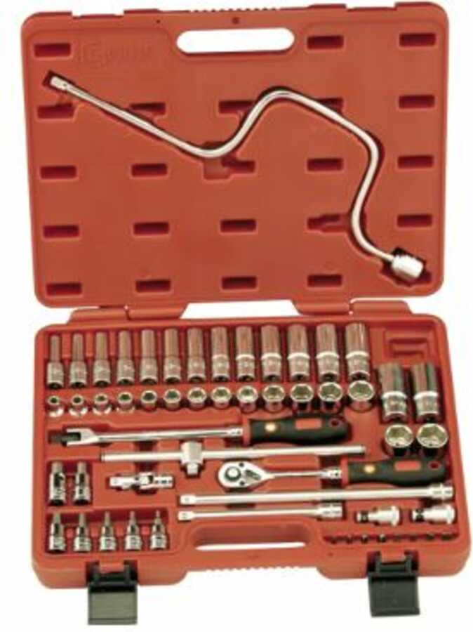 54 Piece 3/8" Drive Metric Hand Socket & Hex Bit Socket Set