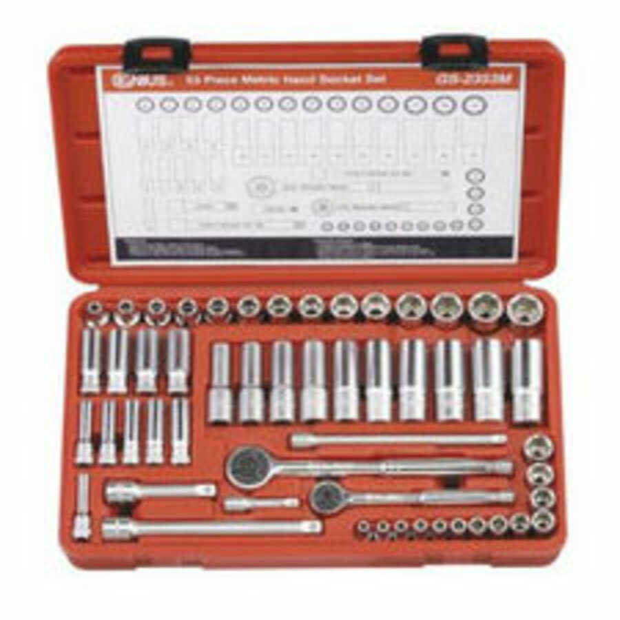 1/4 & 3/8 Inch Drive Metric Hand Socket Set 53 Pc