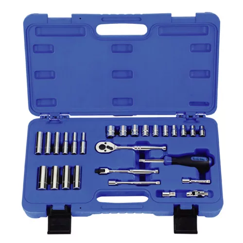 1/4" Drive 27PC. Socket Set Metric 6 point