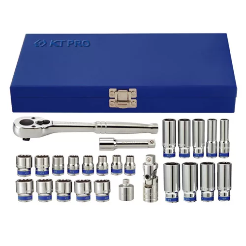 3/8" Drive 26 Piece Socket Set Metric 6 Point & 12 Point