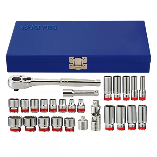 3/8" Drive 26 Piece Socket Set SAE 6 Point & 12 Point