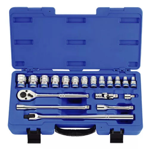 1/2" Drive 19 Piece Socket Set Metric 12 Point