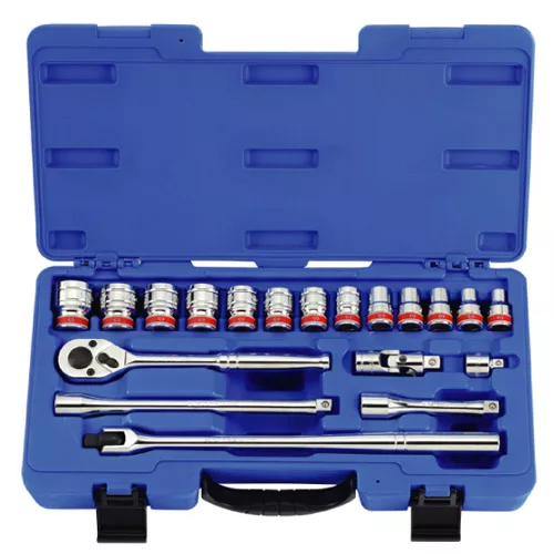 1/2" Drive 19 Piece Socket Set Fractional SAE 12pt