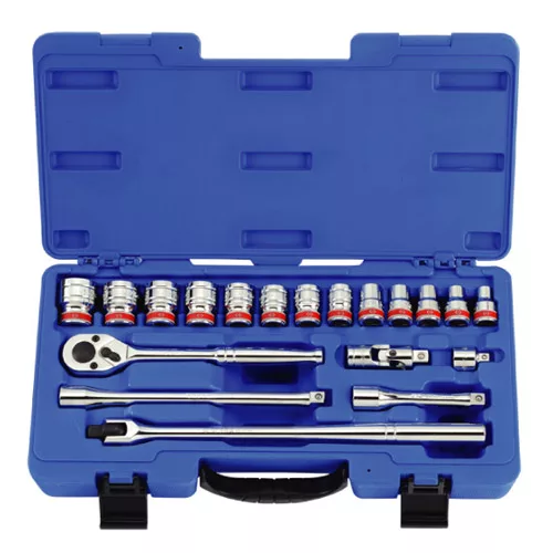 1/2" Drive 19 Piece Socket Set SAE 6 Point
