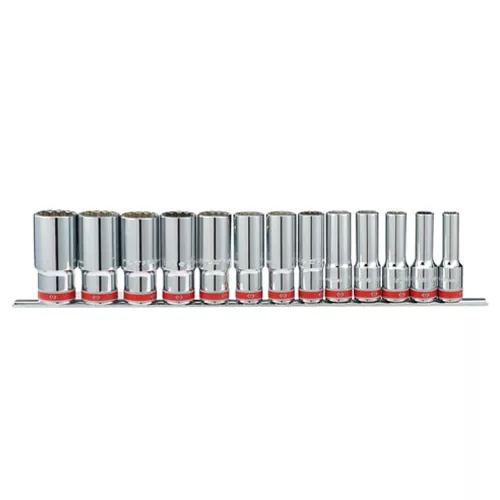 1/2" Drive 13 Piece Deep Socket Set SAE 12 Point