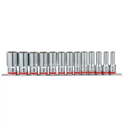 1/2" Drive 13 Piece Deep Socket Set Fractional SAE 6 Point