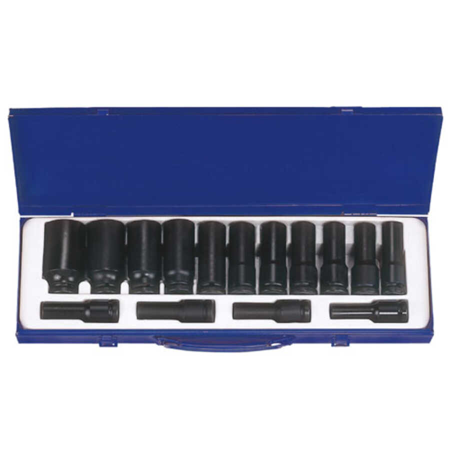 Sunex 2672 15-piece 1//2 In Drive 12-point Deep Metric Impact Socket Set