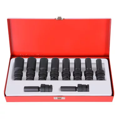 1/2" Drive Deep Impact 10 Piece Universal SAE Socket Set 6 Poin