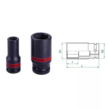 3/4" Drive Impact 1-1/16" Deep Thin Wall Socket 6 Point SAE