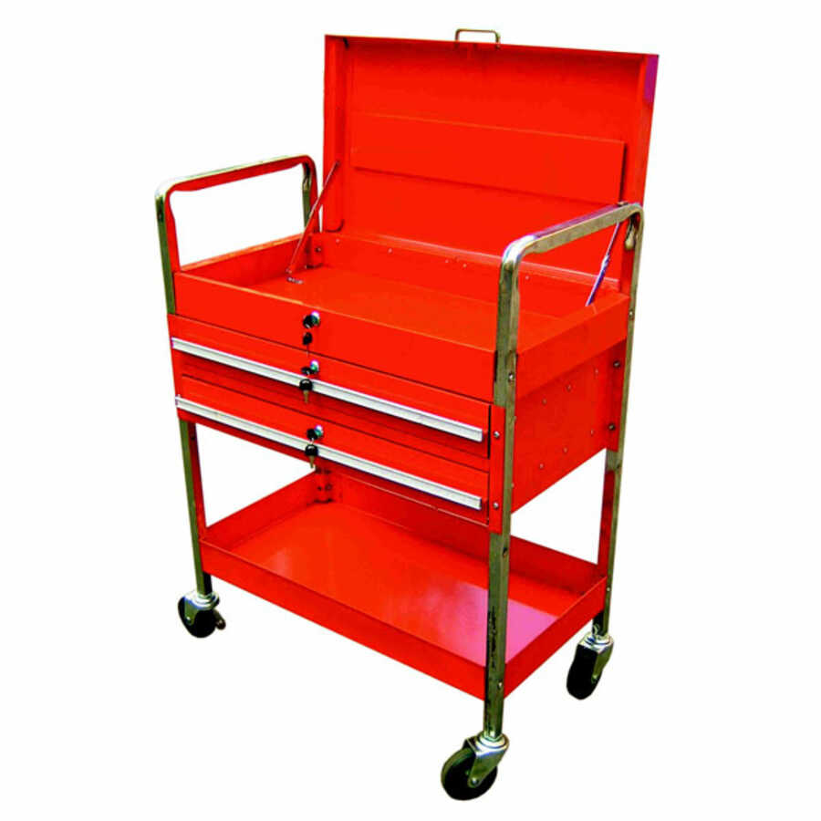 Service Cart w Two Locking Drawers Tubular Frame