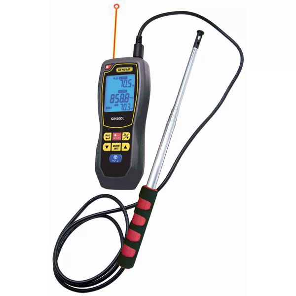 Data Logging Hot Wire Anemometer w CFM/CMMAND 8:1 IR Thermometer
