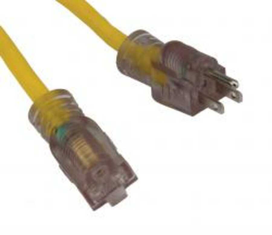 25' Contractor Grade SingleTap Lighted End Extension Cord Bayco