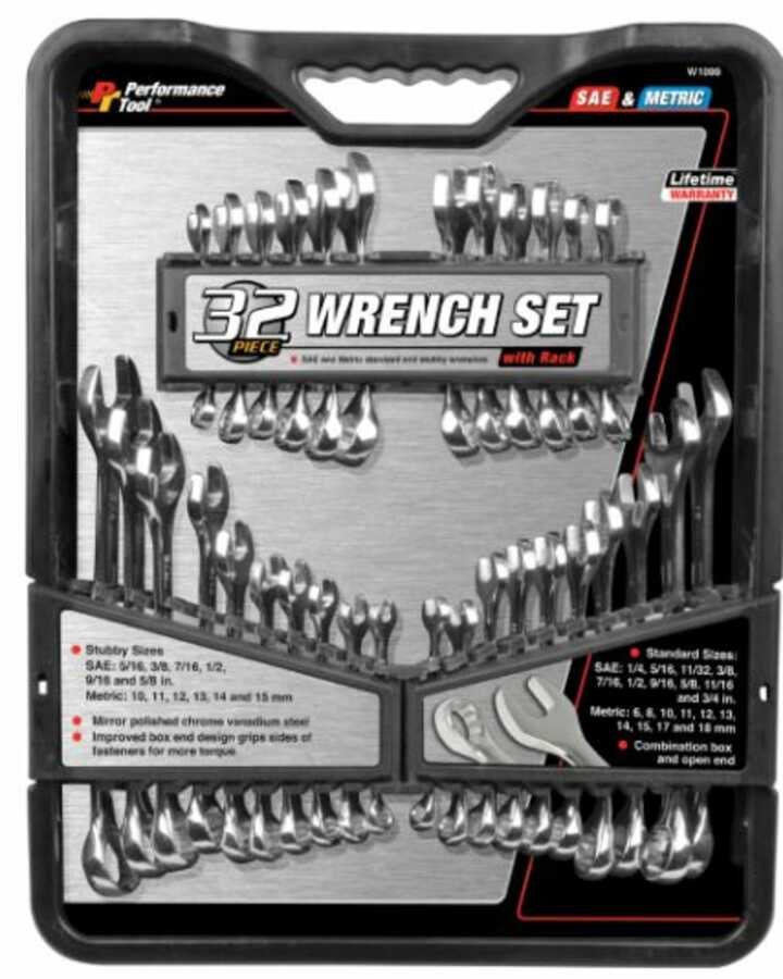 32pc Standard & Metric Wrench Set