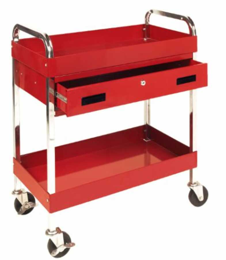 2 Shelf Tool Cart Utility Cart Service Cart Heavy Duty w/Lock Drawer on Wheels 
