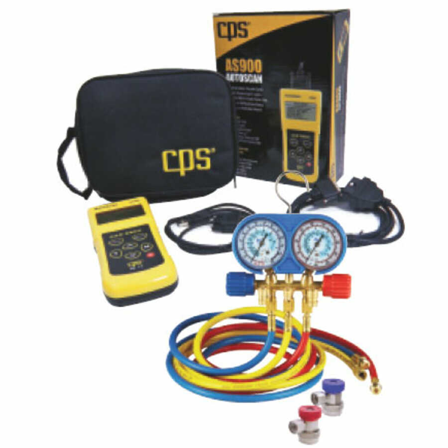 CPS AM134BUQ-AS Brass Manifold for R-134a Refrigerant & Scanner