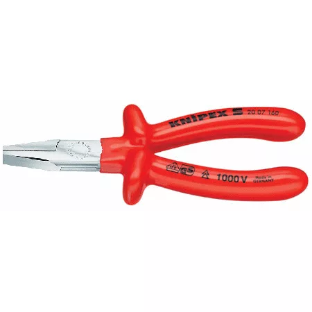 6-1/4" Flat Nose Pliers, Chrome Plated, 1000V Insulated Grip