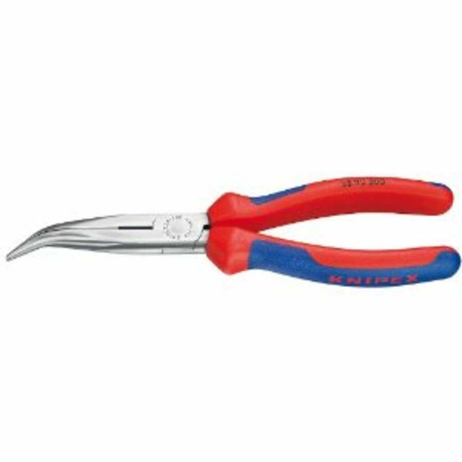 8" Angled Long Nose Pliers with Cutter with Comfort Grip