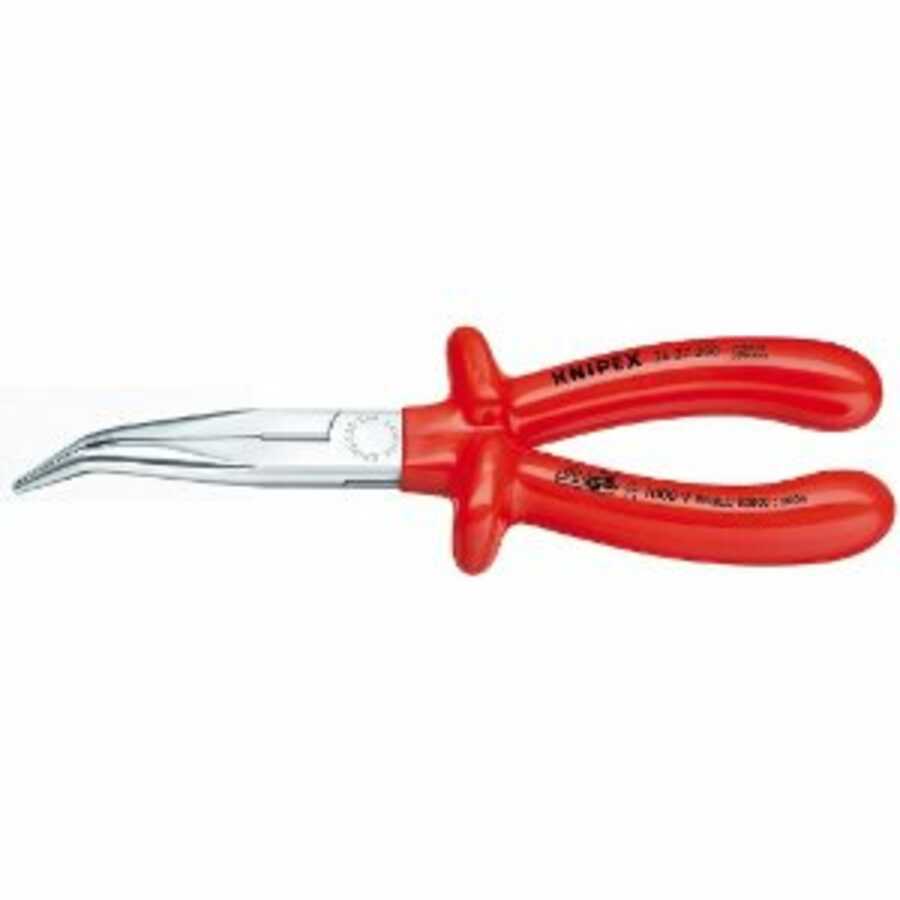 8" Angled Long Nose Pliers with Cutter, 1000 Volt Rated