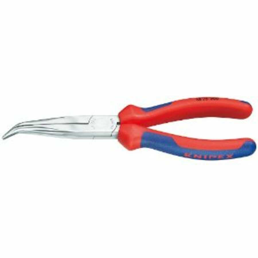8" Angled Long Nose Pliers without Cutter, Comfort Grip