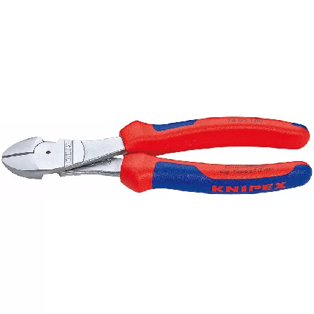 7-1/4" High Leverage Diag. Cutters, Comfort Grip, Chrome Plated